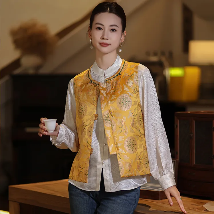 【敦煌飞天玉兔】新中式女装国风上衣秋款洋气高级感马甲复古百搭