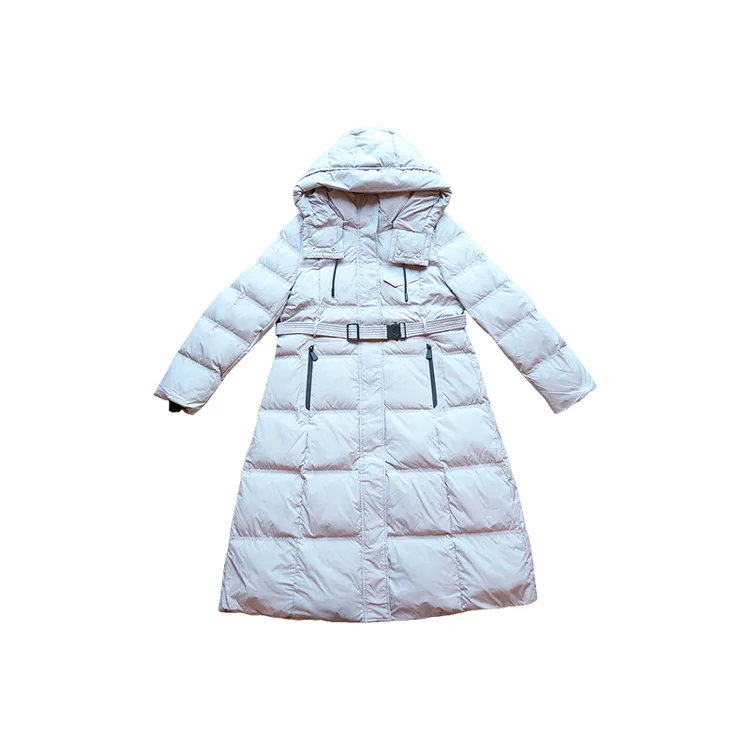 【U.M】连帽长款新国标90白鸭绒保暖羽绒服