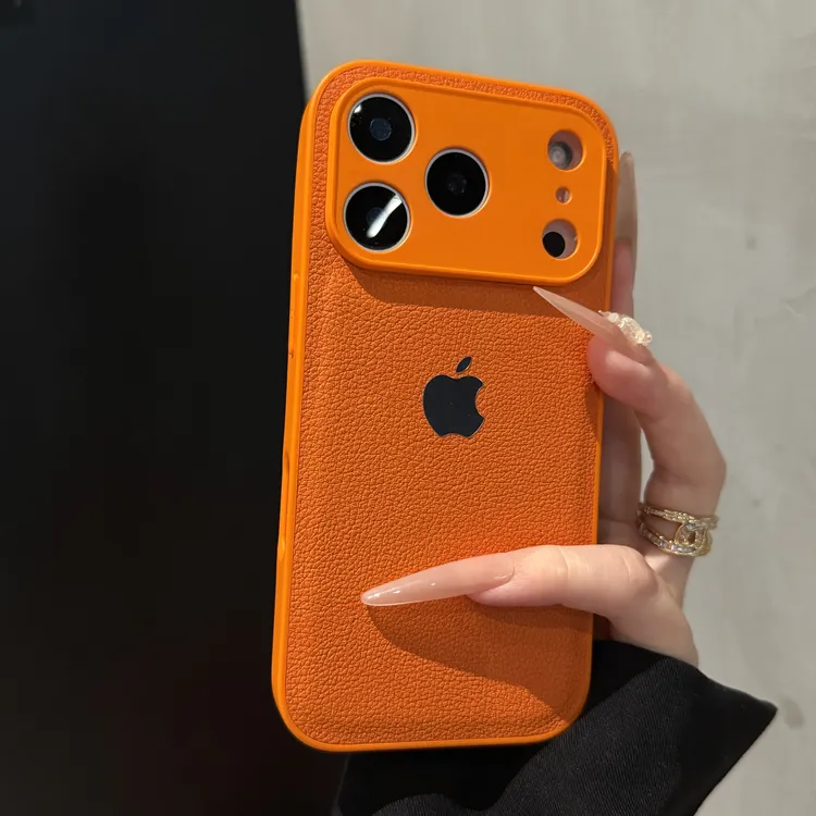 高级感荔枝纹适用苹果17promax手机壳iPhone16pro全包15简约14硬