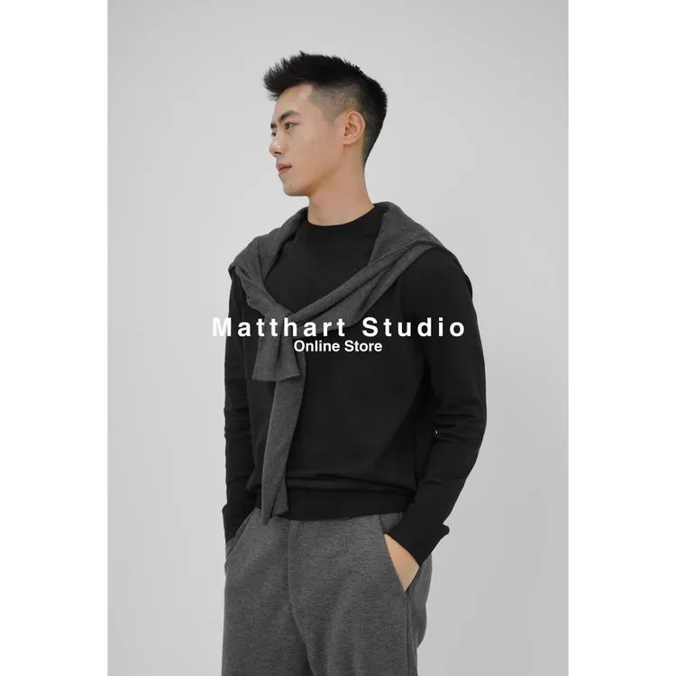 Matthart 丝光羊毛混纺打底针织长袖衫