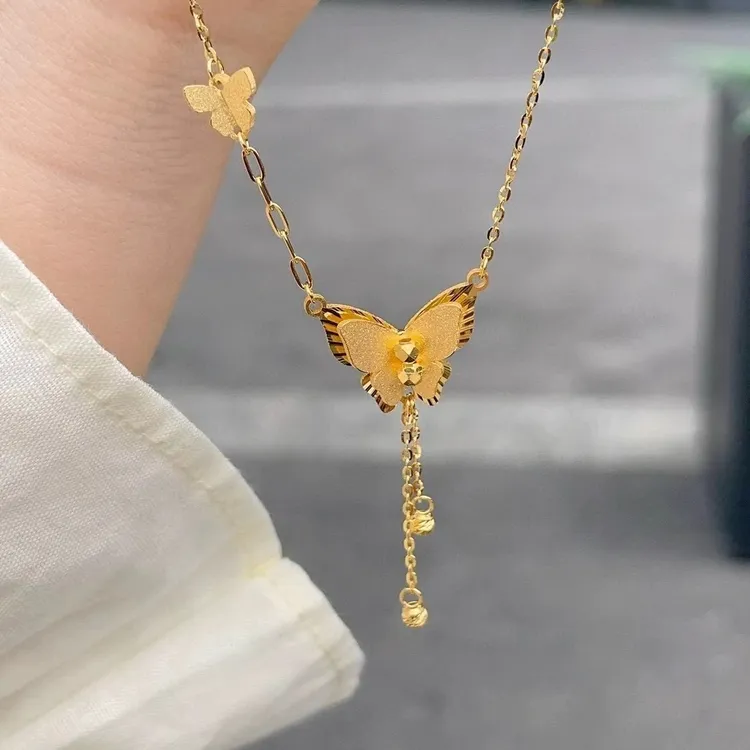 【禧静专属】足金999蝴蝶流苏项链6.05g