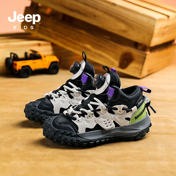 jeep吉普儿童运动鞋2025新款男童网面鞋中大童春季旋转钮扣登山鞋