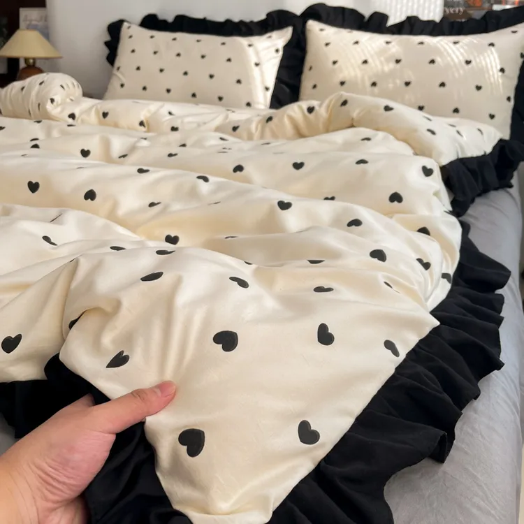 法式水洗棉花边被套单件150x200x230学生宿舍单人全棉纯棉被罩ins
