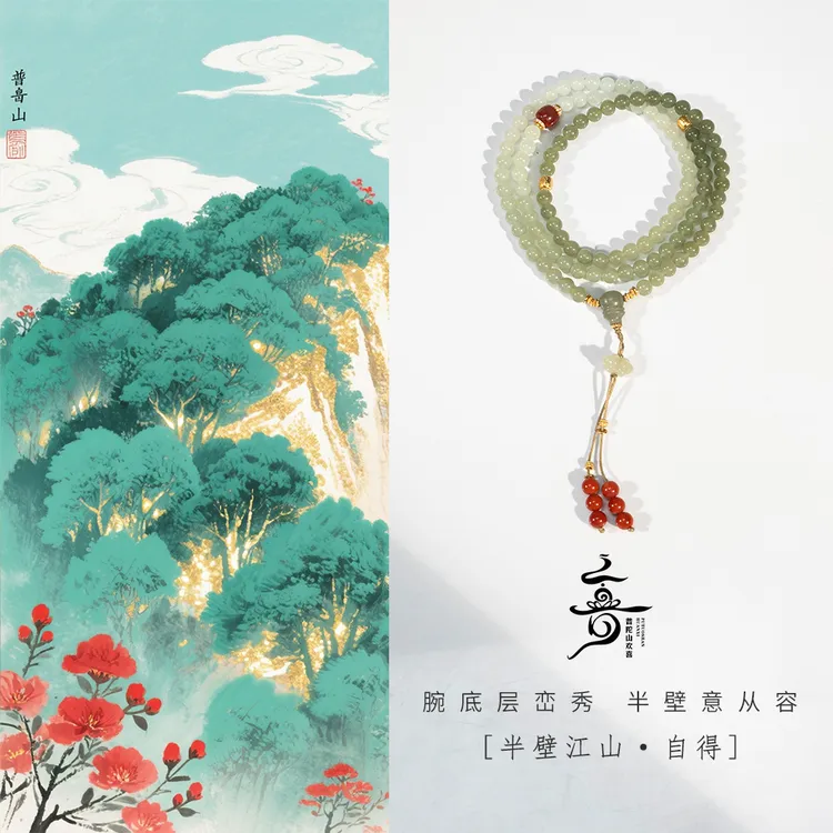 【半壁江山·自得】和田玉DIY项链约6mm（发货多样性一件）G34887