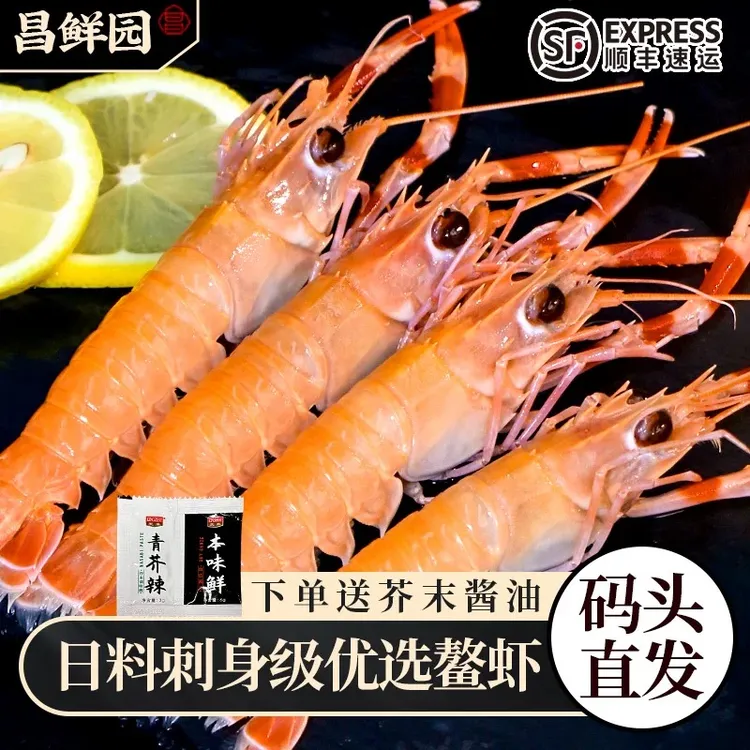 舟山新鲜海螯虾刺身东海国产大号甜虾鲜冻鳌虾国产海虾日料级别