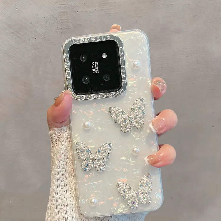 适用于小米14手机壳xiaomi14pro半透明por新款女小清新蝴蝶保护套