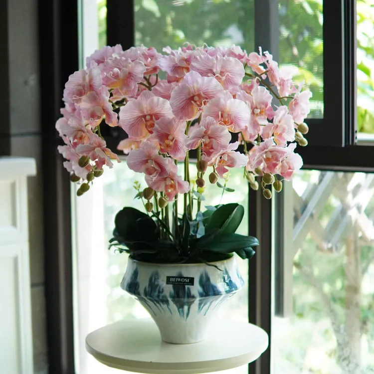 花妍手感仿真蝴蝶兰盆栽套装办公室会议室家居摆件