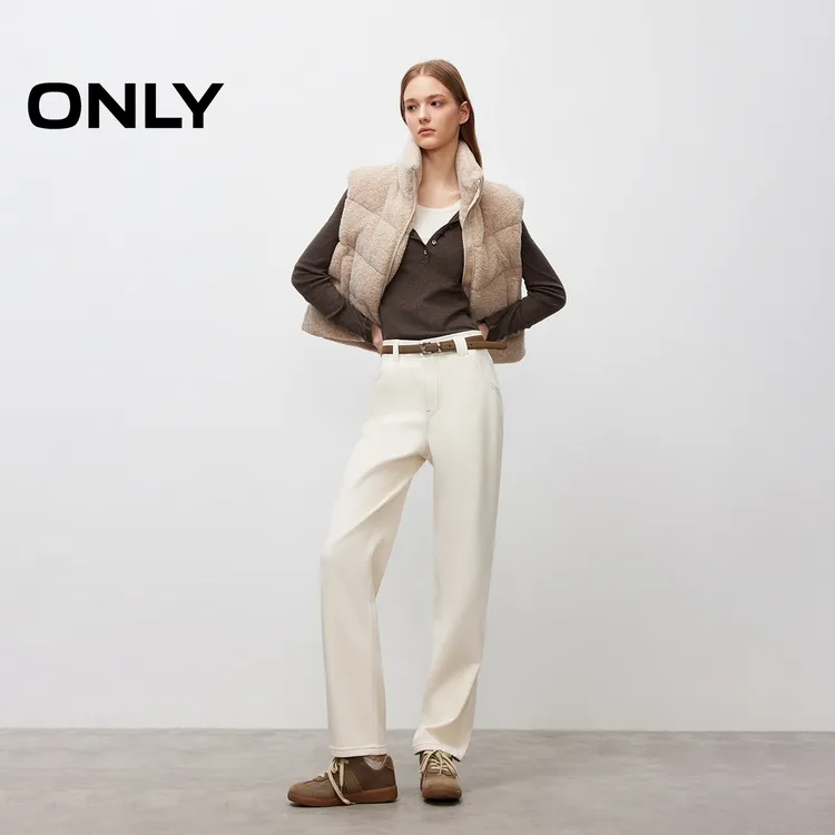 ONLY2025冬季新款磨毛高腰男友裤九分牛仔裤女|125449008