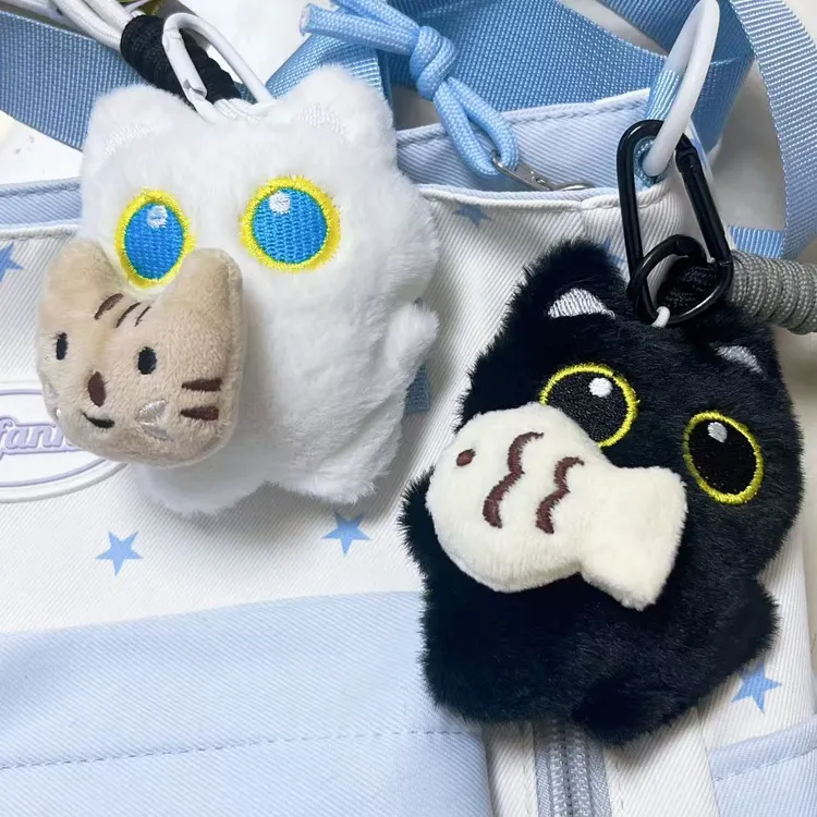 小黑猫咪包包挂件配饰可爱书包毛绒公仔玩偶钥匙扣送学生情侣