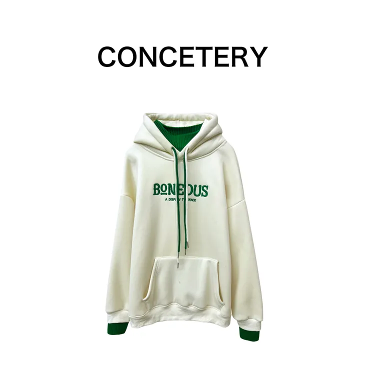 美式慵懒风卫衣女秋冬刺绣连帽上衣大码韩版宽松长袖保暖衣服