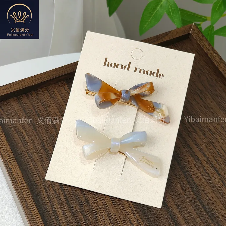 义佰满分【到手2个】法式醋酸立体蝴蝶结发夹质感刘海侧边夹碎发卡