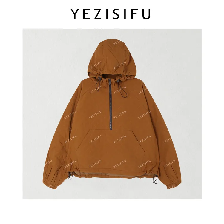 欧尼私服 2025秋季新款复古宽松潮流休闲半拉链连帽外套2509C5943