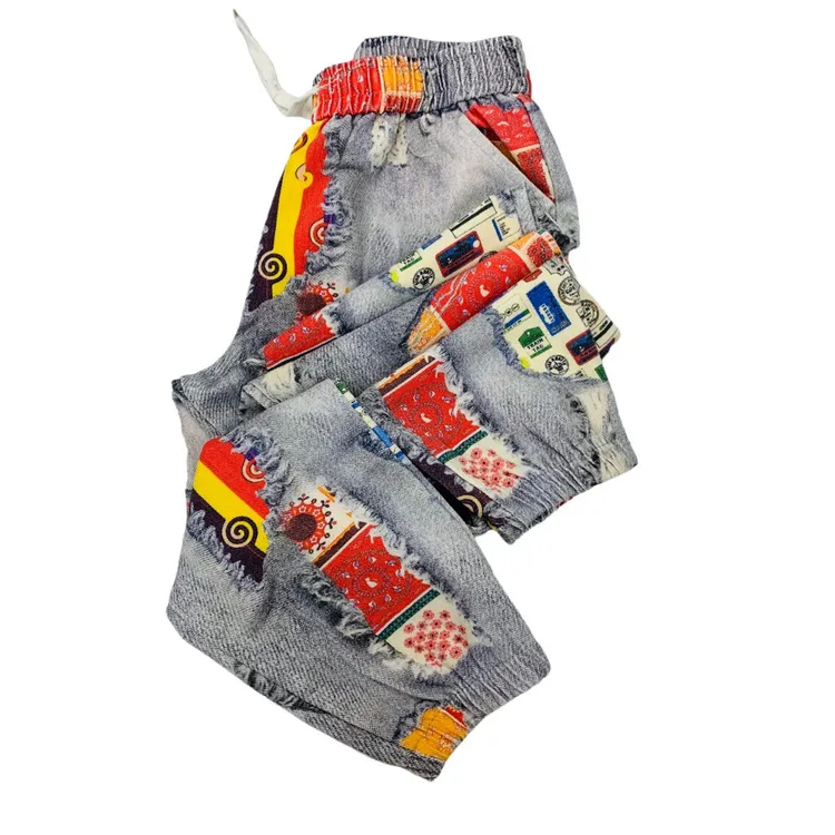 LM9990春季新款洋气花色松紧腰无弹九分牛仔裤（裤长92cm左右）