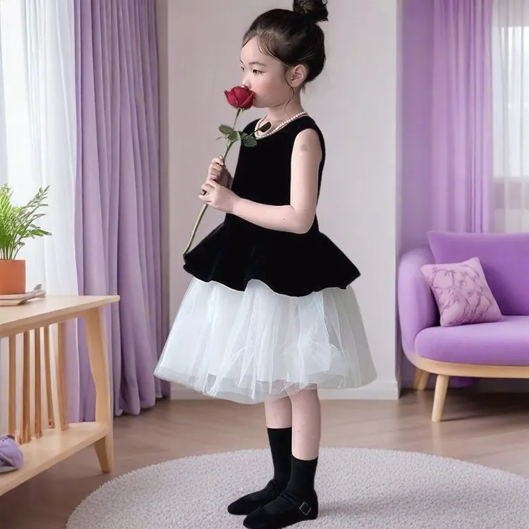 女童夏装连衣裙2025新款小女孩夏季洋气时髦礼服裙子儿童公主裙潮