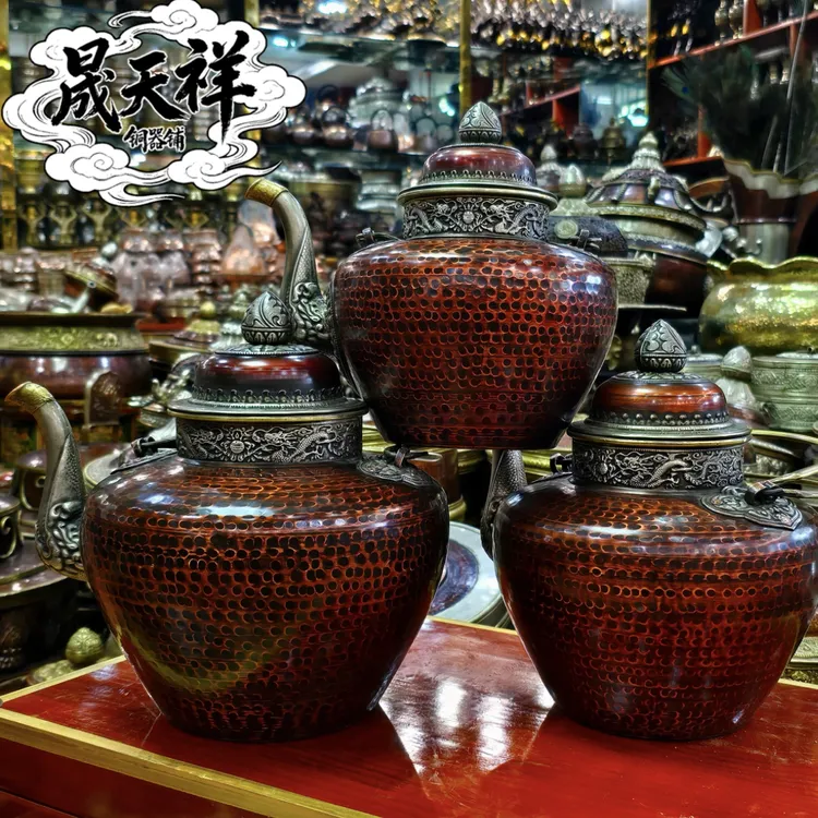 藏式纯铜手工龙嘴茶壶家用创意摆件