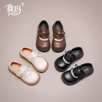 舞玛女童鞋子儿童公主鞋2025新款春秋季蝴蝶结软底真皮皮鞋538398
