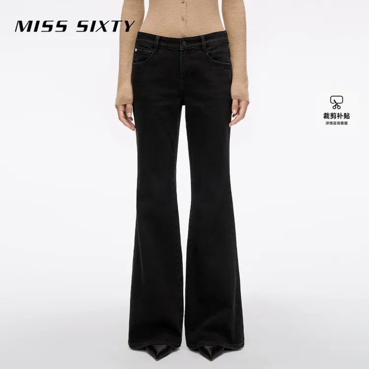 Miss Sixty2025秋季新款牛仔裤女复古修身显瘦微喇叭裤休闲通勤