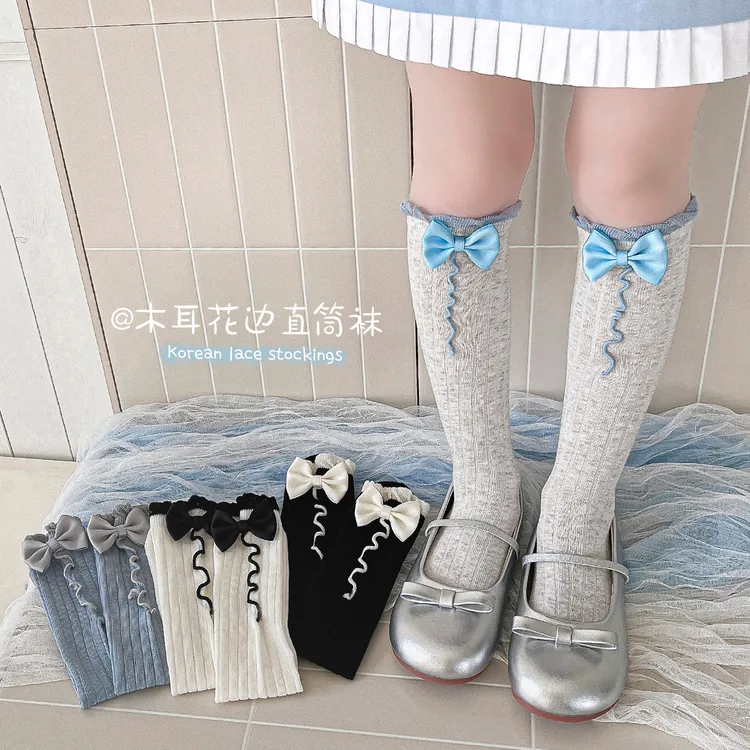 女童长筒袜过膝夏季薄款棉袜宝宝小腿网眼棉透气无骨长袜A579