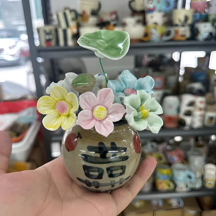 景德镇陶瓷花盲盒随机发5朵不带花瓶礼物小蔡一碟