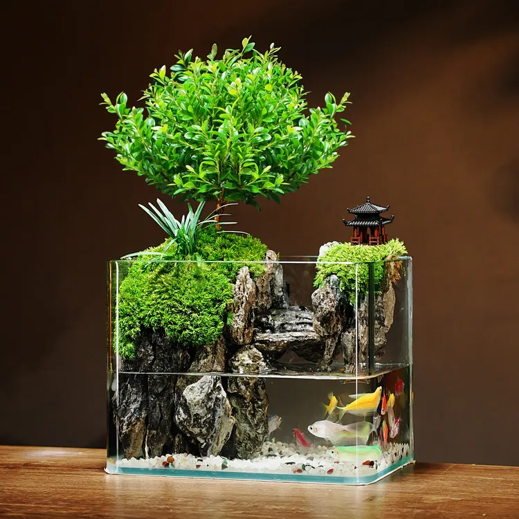 成品微生态鱼缸真苔藓绿植创意室内桌面造景植物桌面摆件