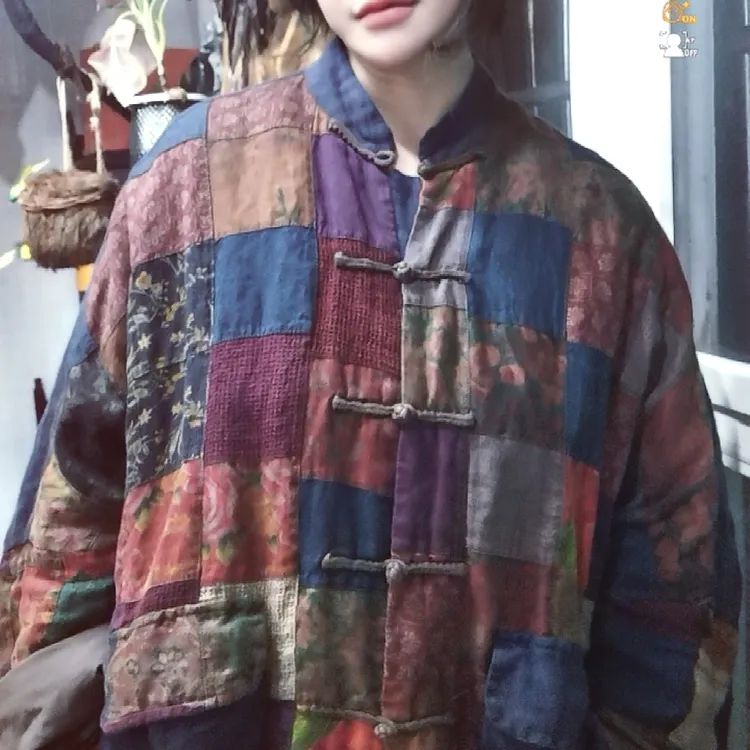 忆古朴拙双层百家布拼接上衣