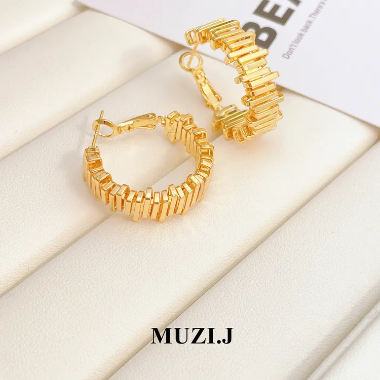 铜合金耳饰 【意大利音阶耳圈】简约设计师气质时尚百搭耳环-4034