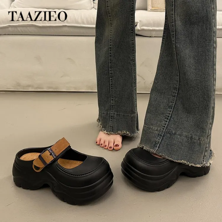 TAAZIEO配裙子包头半拖鞋女夏外穿高级感2025爆款超火新款增高厚
