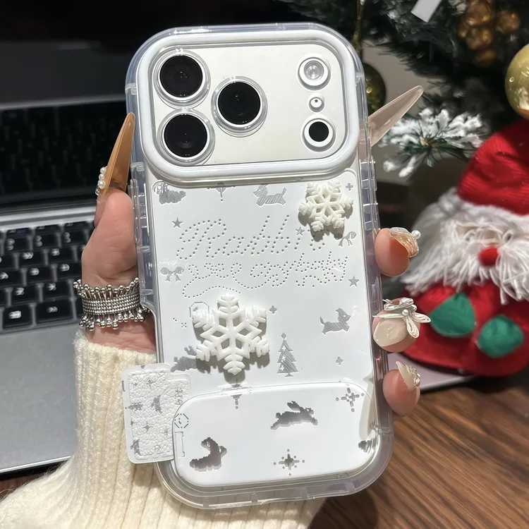 冬日雪花贴件支架适用苹果17/16promax手机壳14华为vivoppo小米15