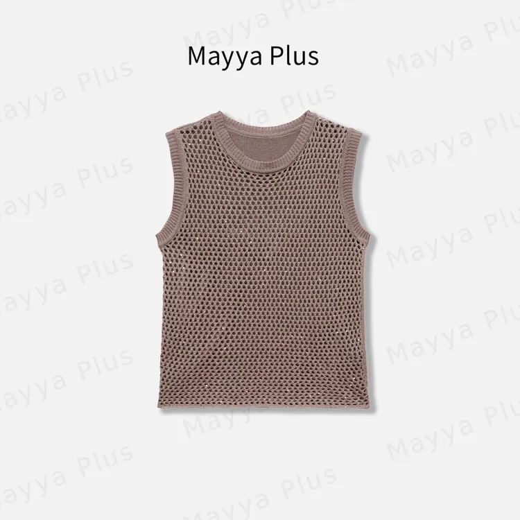 【肯豆背心】Mayya Plus麦芽定制针织镂空背心内搭无袖上衣32536169