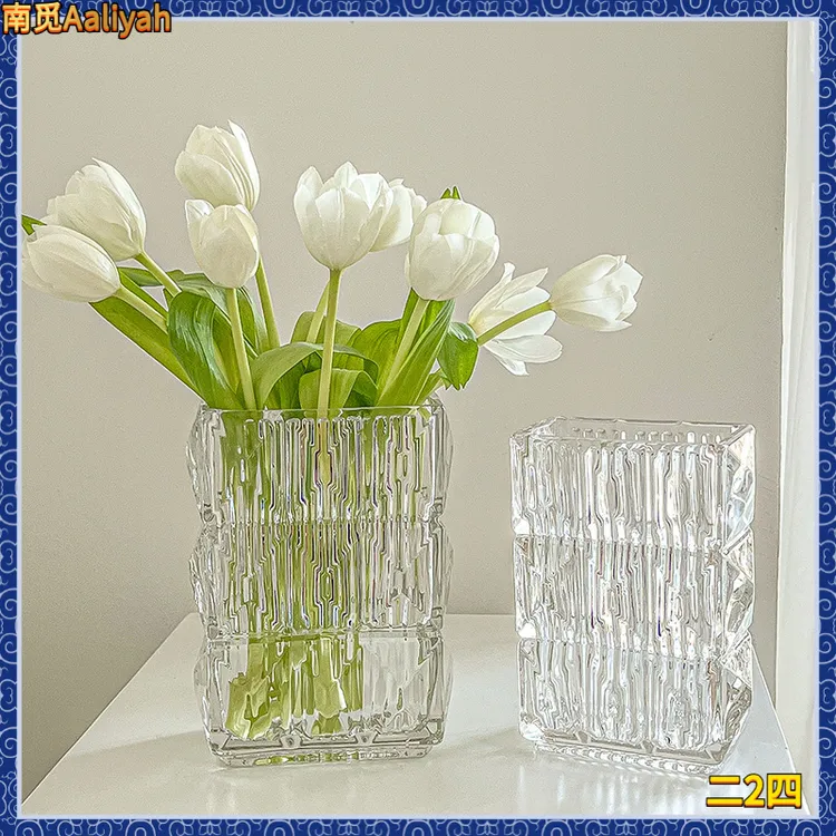 北欧透明卢梭玻璃花瓶客厅插花器轻奢装饰水培水养插花绿植器B15