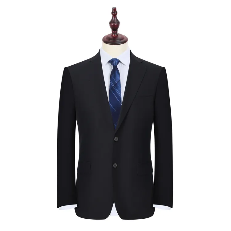 37029 羊毛50% 秋冬新款男士西服二粒扣黑色净版羊毛单西不开叉