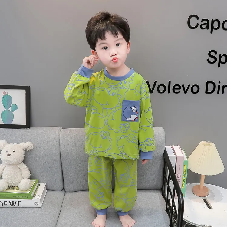 儿童睡衣纯棉春秋男孩宝宝卡通长袖套装男童家居服小孩春季空调服