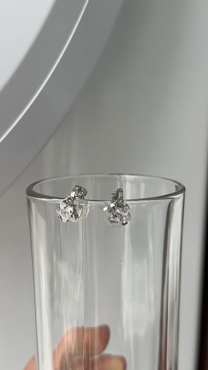 铜合金莫桑石耳饰 星星耳夹无耳洞气质银色精致锆石星星超闪