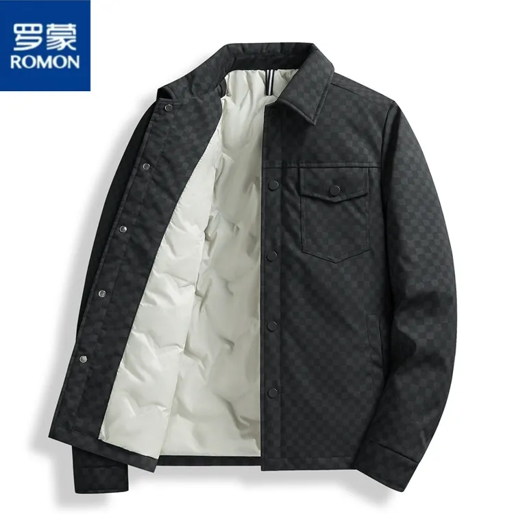 罗蒙薄款羽绒服2025秋冬季新款潮流男士休闲翻领保暖