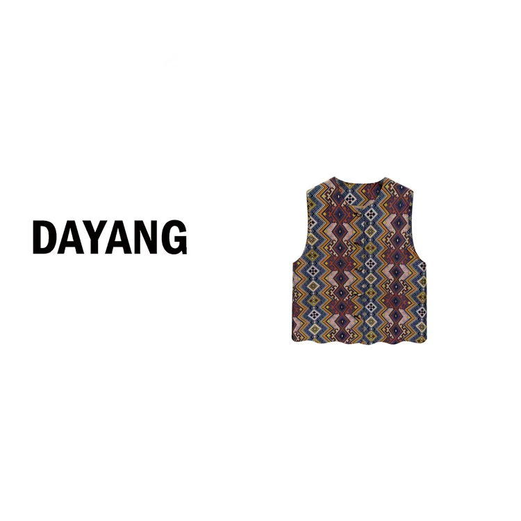 【DAYANG】荡起涟漪 海浪下摆单排扣圆领老钱风马甲