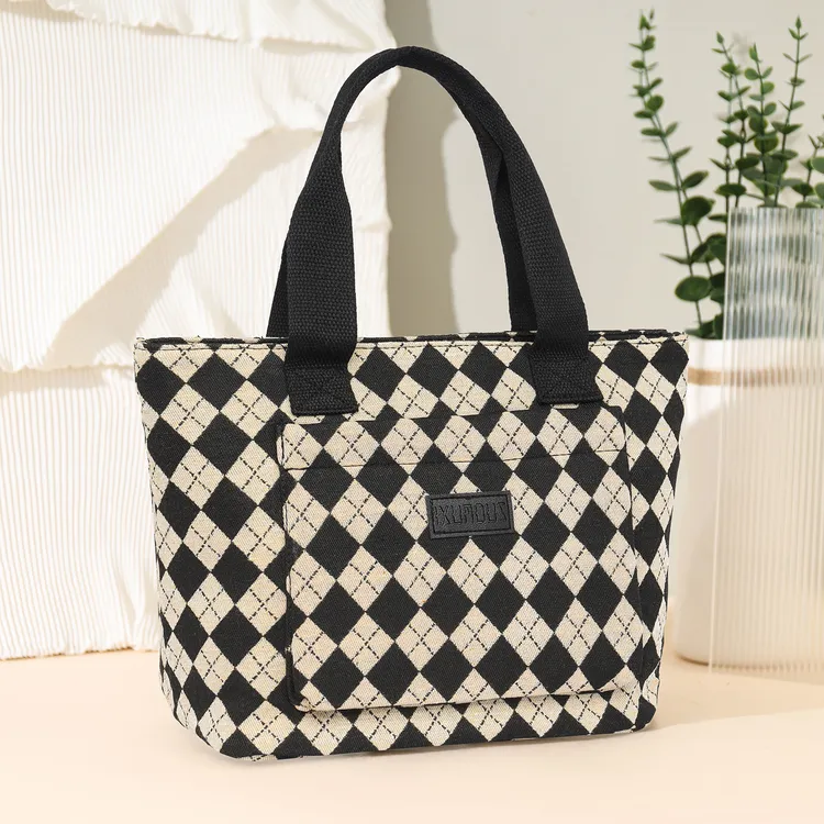 刺绣字母帆布包手提包女包休闲托特包中青年日常通勤女士包妈咪包