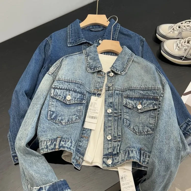 轻奢有质感！复古简约 翻领排扣牛仔外套小个子短款宽松上衣