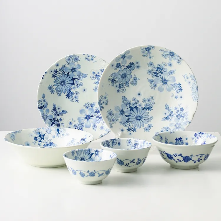 【达人专享】日本进口碗盘套装花集系列6件套
