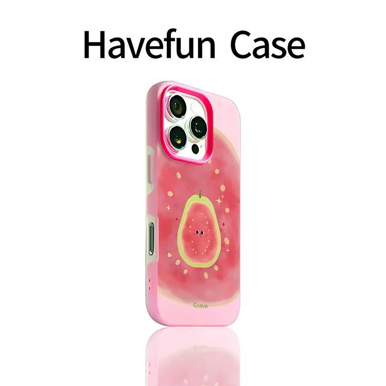 雅天立可爱粉芭乐适用iPhone15苹果16/13promax果冻手机壳14/17套