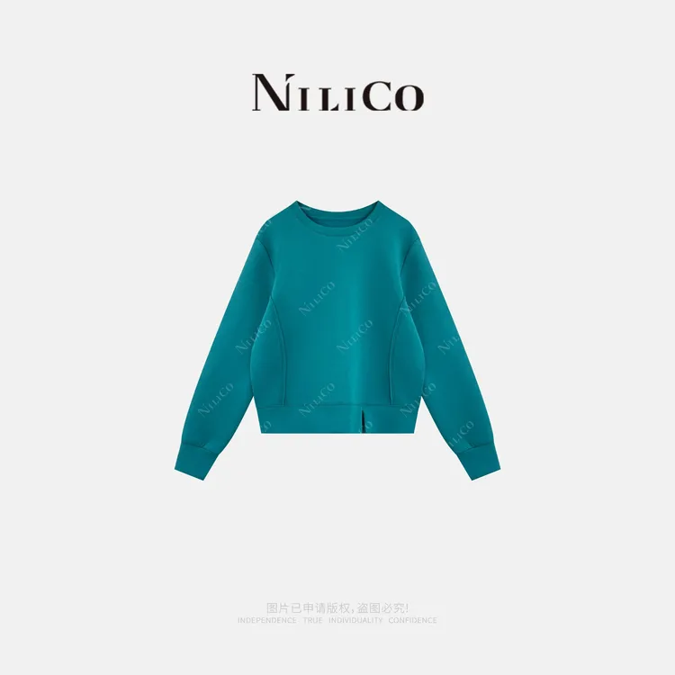 NILICO【颜兮】超显白设计感修饰腰身显瘦加绒卫衣