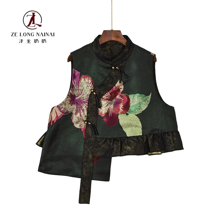 879新国风彩金新款早秋休闲复古宽松马甲