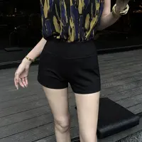 【ZACOCO】夏季高腰显瘦微弹舒适百搭黑色防走光时尚短裤女款3024