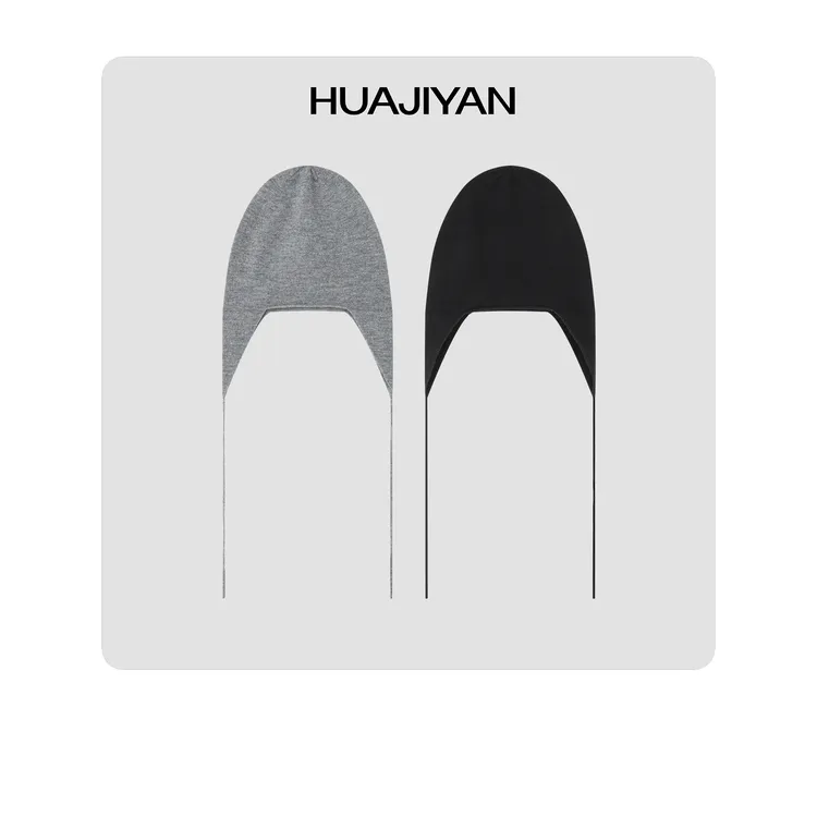 华吉言/HUAJIYAN【配饰系列】羊毛无缝高密挂耳长绳护耳帽