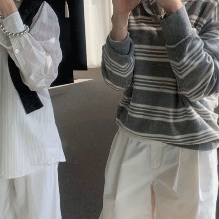 灰条纹毛衣  NO.退NO.换