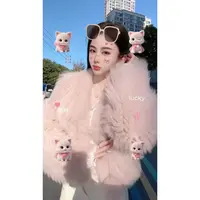 曼曼【奶球球】芬兰进口冬加密短款狐狸毛毛外套
