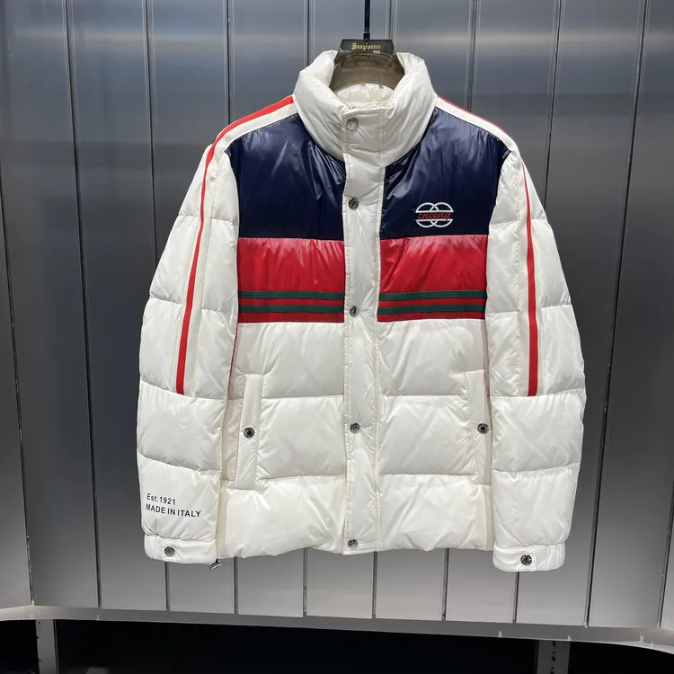 冬季立领男时尚拼色保暖白鸭绒外套潮流休闲高端上衣男装2025新款