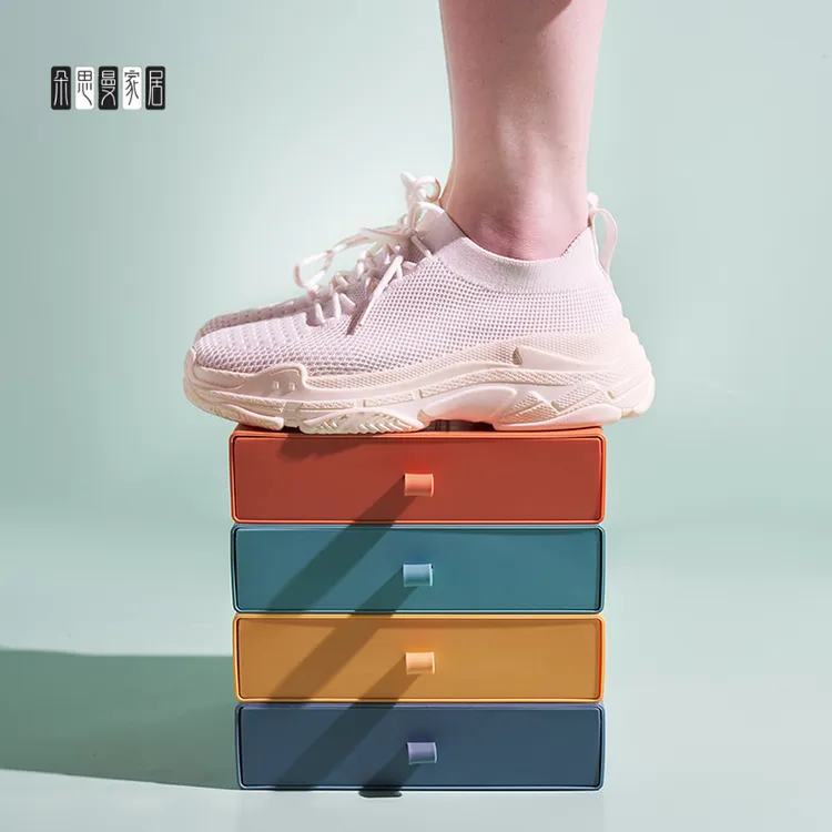 朵思曼DIY桌面收纳盒塑料抽屉式宿舍整理箱 收纳彩色办公室小抽屉