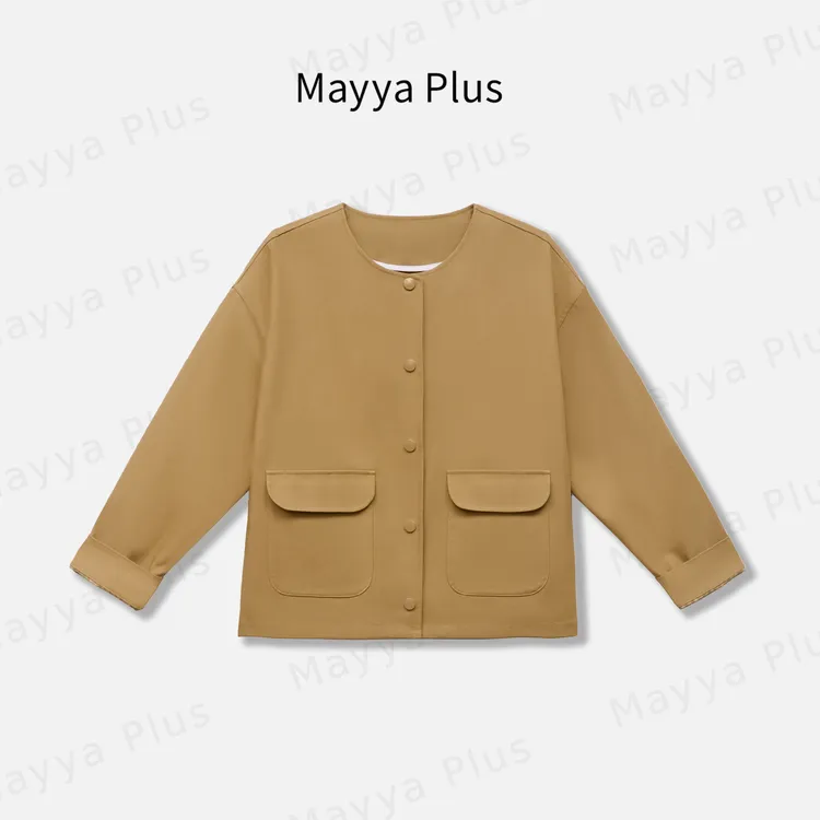 【琥珀流光】Mayya Plus秋季百搭卡其色风衣女外套显瘦上衣32536116