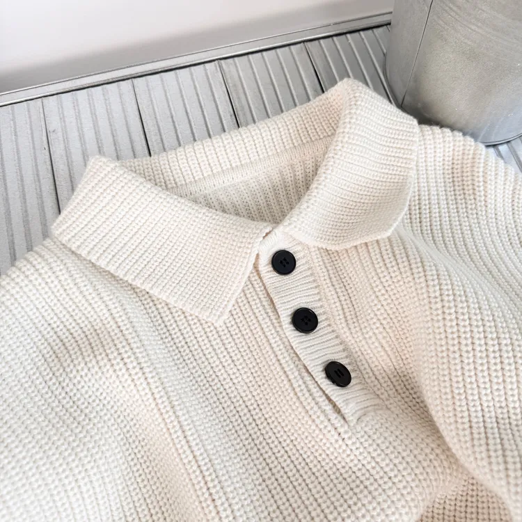 cleanfit老钱风高级感粗线重磅针织毛衣外套男女polo翻领套头衫