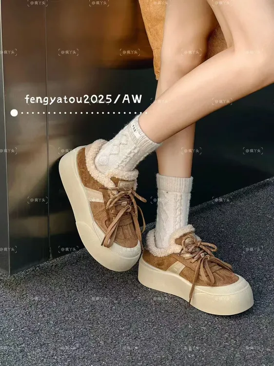 Q62学院风板鞋极简风棉鞋潮流风休闲风单鞋纯色冬季秋冬